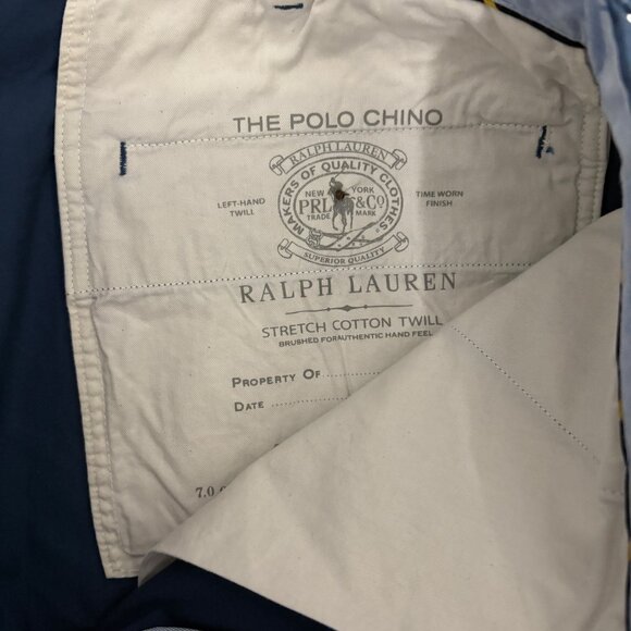 Polo Ralph Lauren Chino Pants Mens 38x30 Stretch Straight Fit Flat Front Blue - Picture 6 of 9
